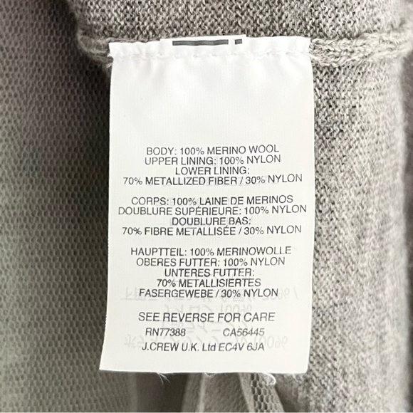 J. Crew Merino Wool Rose Gold Lame Hem‎ Sweater Grey Women’s Size XS - Picture 11 of 12